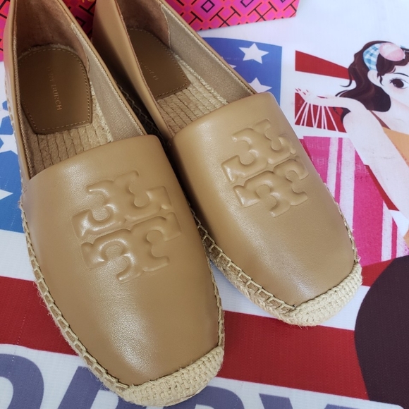 NWT!!! TORYBURCH EVERLY LEATHER ESPADRILLE (TIRAMISU) - Picture 6 of 7